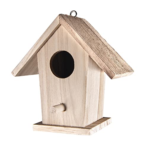 RAYHER HOBBY Mini-Vogelhaus, Holz, FSC Zertifiziert, 12 x 7,5 x 13 cm, zum Dekorieren, mit Öse zum Aufhängen, Deko Holzdekoration zum Bemalen und Verzieren, 62290000, Holzfarbe von Rayher