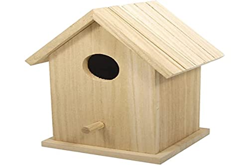 Rayher Hobby Rayher 62291000 Holz Vogelhaus Box, FSC zertifiziert, 12,5 x 10 x17 cm, zweiteilig, Vogelhaus zum Aufstellen, abnehmbares Dach von Rayher