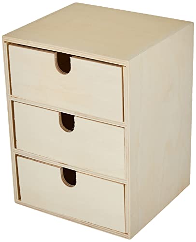 Rayher 62382000 Holz Kommödchen/Schubladenbox, 3 Schubladen, 21.5 x 14.5 x 16 cm, FSC Mix Credit von Rayher