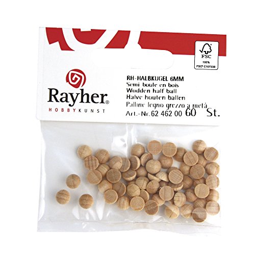 Rayher 6246200 Rohholzhalbkugeln FSC 100%, 8mm ø, SB-Btl 40Stück von Rayher