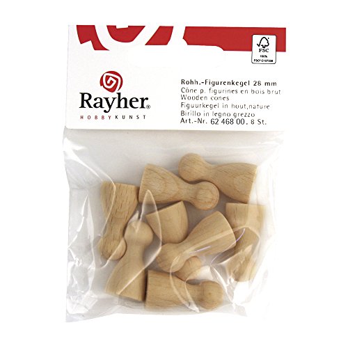 Rayher 6246900 Rohholz-Figurenkegel FSC 100%, 37mm, SB-Btl 8Stück von Rayher