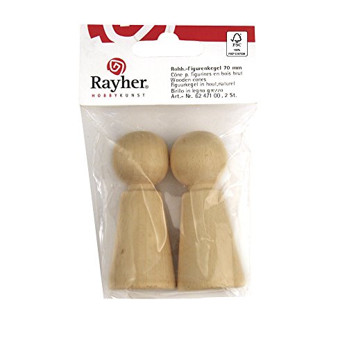 Rayher 6247100 Rohholz-Figurenkegel FSC 100%, 70mm, SB-Btl 2Stück von Rayher
