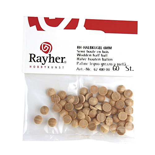 Rayher 6248100 Rohholz-Halbkugel, ungebohrt, 8mm ø, SB-Btl 40Stück von Rayher