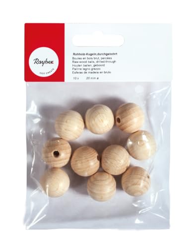 Rayher Rohholz-Kugeln, durchgebohrt, 20 mm ø, 4 mm Bohrung, 10 Stück, Buchenholz, Holzkugeln mit Loch, zum Basteln und Bemalen, 6250700 Rayher Rohholz-Kugeln, durchgebohrt, 20 mm ø, 4 mm Bohrung, 10 Stück, Buchenholz, Holzkugeln mit Loch, zum Basteln und Bemalen, 6250700 von Rayher