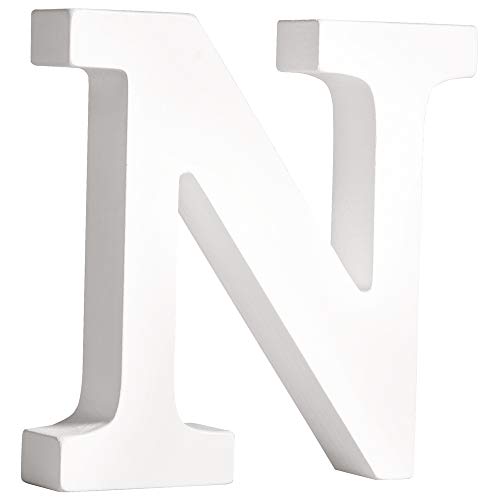 Rayher 62665000 MDF- Buchstabe N, weiß, 11 cm, Stärke 2 cm, 3D-Buchstaben Holz, Holz-Buchstaben groß von Rayher