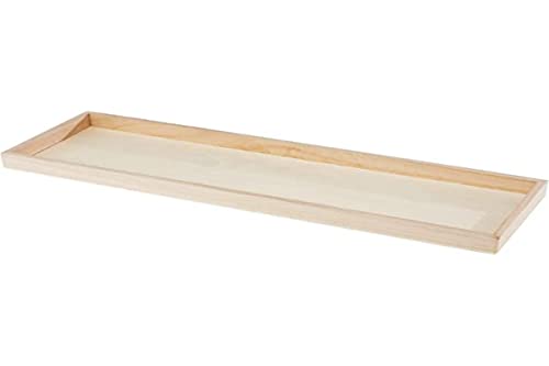 Rayher 62689000 Holz-Tablett zum Dekorieren, 45 x 13,5 cm, Randhöhe 2,3 cm, Bodenstärke ca. 2 - 3 mm, Holzschale rechteckig von Rayher