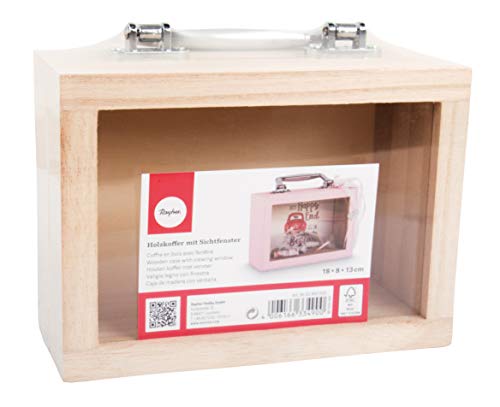 Rayher Hobby Rayher Hobby Rayher Holzkoffer + Sichtfenster, 18x8x13cm, mit silbernem Griff, Bastelkoffer, Holzkoffer, Holzbox, FSC Mix Credit, 62842505, Natur Rayher Hobby Rayher Hobby Rayher Holzkoffer + Sichtfenster, 18x8x13cm, mit silbernem Griff, Bastelkoffer, Holzkoffer, Holzbox, FSC Mix Credit, 62842505, Natur von Rayher
