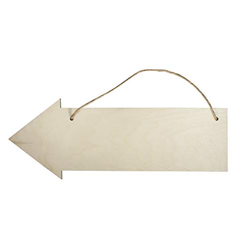 Rayher Hobby Rayher Holzschild Pfeil, FSC 100%, 40x15cm, Stärke 6mm, mit Jute-Aufhänger, Birkenholz, Holzschild zum Aufhängen, Holzbrett, Türschild, Türhänger blanko, Wegweiser Holz, 62848505 von Rayher