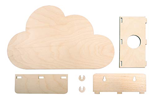 Rayher Holzbausatz Lampe Kleine Wolke, FSC Mix Credit, natur, 31x18,5x7,5cm, Set 6-teilig, Kinderlampe, 62987505 von Rayher