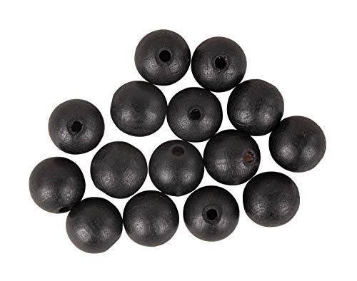 Rayher 63074576 Holzkugeln gebohrt FSC 100%, matt, 15 mm ø, schwarz, SB-Btl. 15 Stück, Normal von Rayher