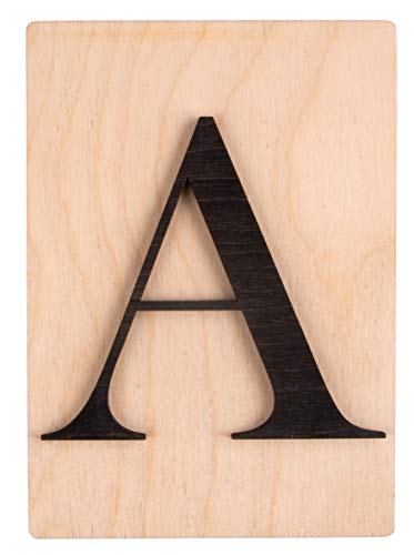 Rayher Holz Buchstabe A, FSC Mix Credit, Holzfliese 10,5x14,8cm, 3D-Buchstabe A in schwarz, 3mm starker Holzbuchstabe auf 4mm starker Holzfliese, 63092576 von Rayher