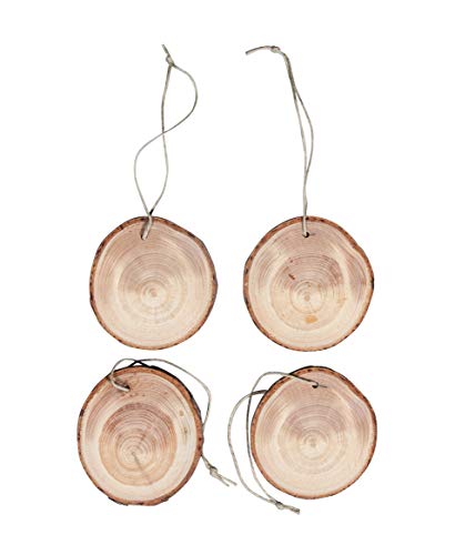 Rayher 65243505 Holzscheiben zum Hängen, Beutel 4 Stück, 6,5 - 7,5 cm ø, mit Juteaufhänger, Holzschreiben rund Rayher 65243505 Holzscheiben zum Hängen, Beutel 4 Stück, 6,5 - 7,5 cm ø, mit Juteaufhänger, Holzschreiben rund von Rayher