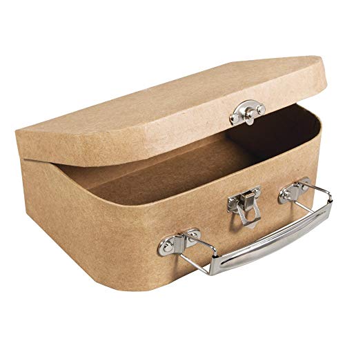 Rayher 67204000 Pappmaché Koffer, 12 x 8,5 x 5 cm, FSC zertifiziert, mit Metallgriff und Schnappverschluss, kleiner Koffer aus Pappmaché, Bastelkoffer, Utensilienkoffer, Pappmachébox, Natur von Rayher