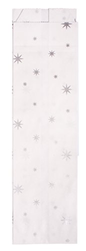 Rayher 67267606 Papier-Faltenbeutel mit silbernen Sternchen, 7 x 24 cm, Boden 5,5 cm, 70g/m2, Btl. 25 Stück, Papiertüten zum Sterne falten von Rayher