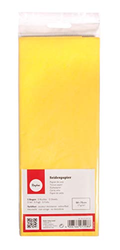 Rayher 67270160 Seidenpapier, zitrone, 50x75cm, 5 Bogen, 17g/m², lichtecht, farbfest, leicht transparentes, dünnes Papier, Geschenkpapier, Papier zum Basteln von Rayher