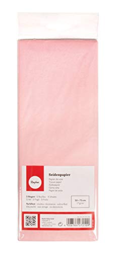 Rayher 67270258 Seidenpapier, rosé, 50x75cm, 5 Bogen, 17g/m², lichtecht, farbfest, leicht transparentes, dünnes Papier, Geschenkpapier, Papier zum Basteln von Rayher
