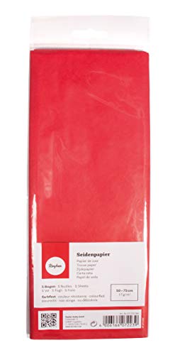 Rayher 67270284 Seidenpapier, kardinalrot, 50x75cm, 5 Bogen, 17g/m², lichtecht, farbfest, leicht transparentes, dünnes Papier, Geschenkpapier, Papier zum Basteln Rayher 67270284 Seidenpapier, kardinalrot, 50x75cm, 5 Bogen, 17g/m², lichtecht, farbfest, leicht transparentes, dünnes Papier, Geschenkpapier, Papier zum Basteln von Rayher