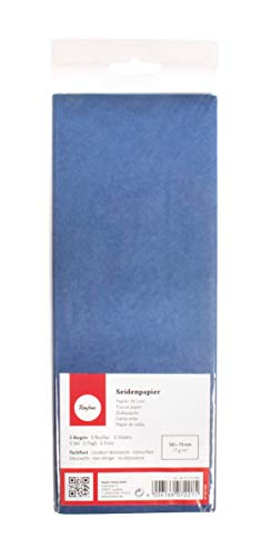 Rayher 67270384 Seidenpapier, ultramarinblau, 50x75cm, 5 Bogen, 17g/m², lichtecht, farbfest, leicht transparentes, dünnes Papier, Geschenkpapier, Papier zum Basteln von Rayher