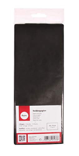 Rayher 67270576 Seidenpapier, schwarz, 50x75cm, 5 Bogen, 17g/m², lichtecht, farbfest, leicht transparentes, dünnes Papier, Geschenkpapier, Papier zum Basteln von Rayher