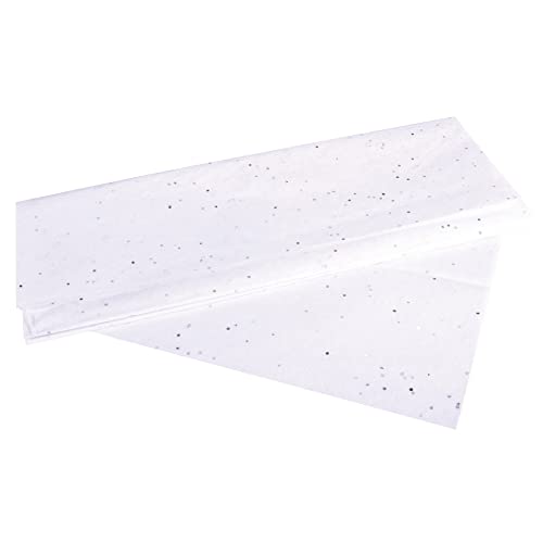 Rayher 67271102 Seidenpapier Glitter, weiß, 50x75cm, 3 Bogen, 17g/m², lichtecht, farbfest, leicht transparentes, dünnes Papier, Geschenkpapier, Papier zum Basteln von Rayher