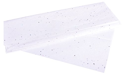 Rayher 67271102 Seidenpapier Glitter, weiß, 50x75cm, 3 Bogen, 17g/m², lichtecht, farbfest, leicht transparentes, dünnes Papier, Geschenkpapier, Papier zum Basteln von Rayher