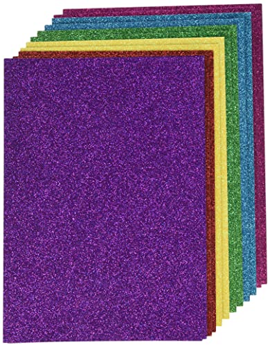 Rayher 67363000 Glitterpapier Mix - Bunt, selbstklebend, 12 Blatt, DIN A5, 14,8 x 21 cm, 130g/m2, 6 Farben sortiert, Glitzer-Papier zum Basteln, natur, normal von Rayher