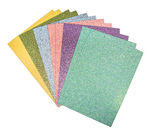 Rayher 67364000 Glitterpapier Mix - Pastell, selbstklebend, 12 Blatt, DIN A5, 14,8 x 21 cm, 130g/m2, 6 Farben sortiert, Glitzer-Papier zum Basteln, natur, normal von Rayher
