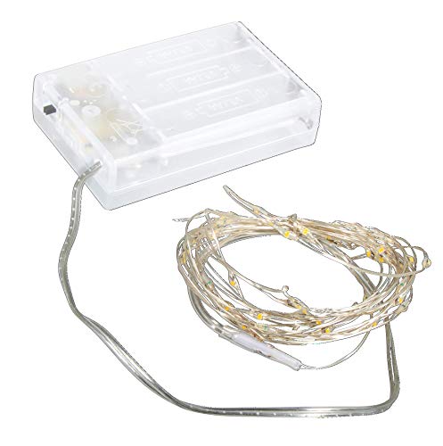 Rayher Mini LED-Lichterkette mit Draht und Timer, warmes Lichtgelb, 235 cm, 40 LED-Lämpchen, für den Innenbereich, flexibel, biegsam, batteriebetrieben, 69229159 von Rayher