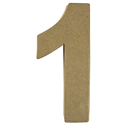 Rayher 71727000 Pappmaché Zahl "1" FSC Recycled 100 %, 15x6,5x3 cm von Rayher