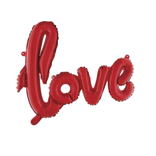 Rayher 87017287 love Folienballon Schriftzug, 100 x 68 cm, klassikrot, XXL Partyballon für Heliumfüllung und Luftfüllung geeignet Polyethylenfolie von Rayher