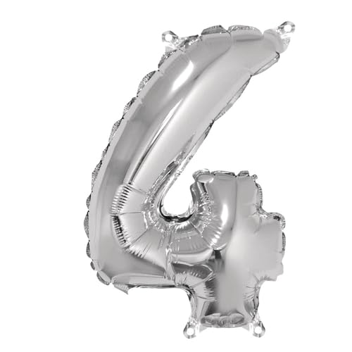 Rayher 87036606 Zahl 4 Party-/Folienballon, silber, 40cm hoch, zum Befüllen mit Luft, für Geburtstag, Silverster, Jubiläum Rayher 87036606 Zahl 4 Party-/Folienballon, silber, 40cm hoch, zum Befüllen mit Luft, für Geburtstag, Silverster, Jubiläum von Rayher