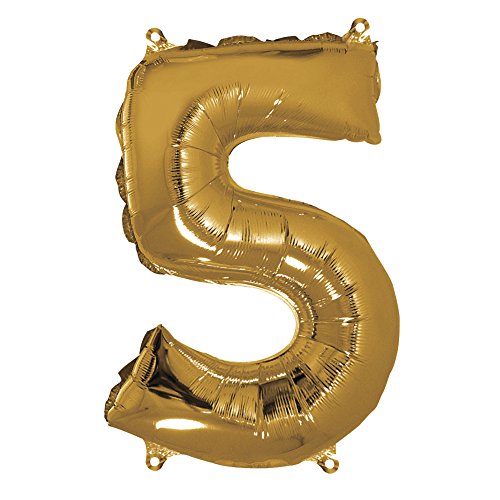 Rayher 87037616 Zahl 5 Party-/Folienballon, gold, 40cm hoch, zum Befüllen mit Luft, für Geburtstag, Silverster, Jubiläum Rayher 87037616 Zahl 5 Party-/Folienballon, gold, 40cm hoch, zum Befüllen mit Luft, für Geburtstag, Silverster, Jubiläum von Rayher