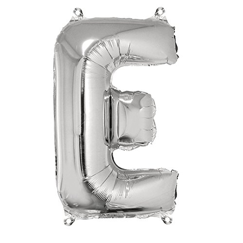 Rayher 87046606 Buchstabe E Party-/Buchstaben-/Folienballon, silber, 40cm hoch, XXL, zum Befüllen mit Luft, für Geburtstag, Hochzeit und Co von Rayher