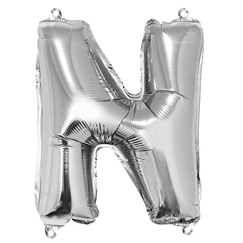 Rayher 87055606 Buchstabe N Party-/Buchstaben-/Folienballon, silber, 40cm hoch, XXL, zum Befüllen mit Luft, für Geburtstag, Hochzeit und Co von Rayher
