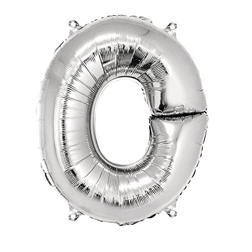 Rayher 87056606 Buchstabe O Party-/Buchstaben-/Folienballon, silber, 40cm hoch, XXL, zum Befüllen mit Luft, für Geburtstag, Hochzeit und Co von Rayher