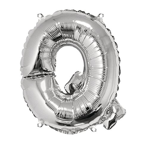 Rayher 87058606 Buchstabe Q Party-/Buchstaben-/Folienballon, silber, 40cm hoch, XXL, zum Befüllen mit Luft, für Geburtstag, Hochzeit und Co von Rayher