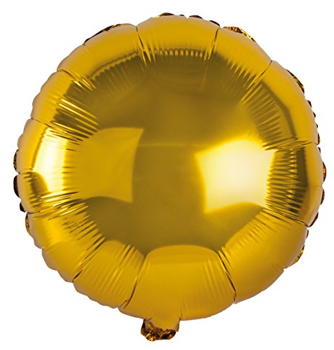 Rayher 87177616 Folienballon Rund, 44cm Ø, gold, XXL Partyballon für Heliumfüllung und Luftfüllung geeignet von Rayher