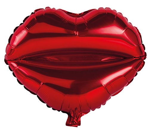 Rayher 87178287 Folienballon Kussmund, 46 x 51cm, klassikrot, XXL Ballon für Luftfüllung geeignet von Rayher