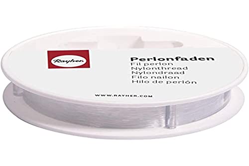 Rayher Perlonfaden transparent, 0,35 mm, reißfest 5 kg, Hängelast 1 kg, Rolle 50 m, Nylonfaden, 8900400 von Rayher