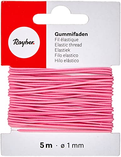Rayher 8908933 Gummifaden, 1 mm ø, Karte 5 m, pink, elastische Gummischnur zum Nähen von Behelfsmasken, für Armbänder usw. Rayher 8908933 Gummifaden, 1 mm ø, Karte 5 m, pink, elastische Gummischnur zum Nähen von Behelfsmasken, für Armbänder usw. von Rayher