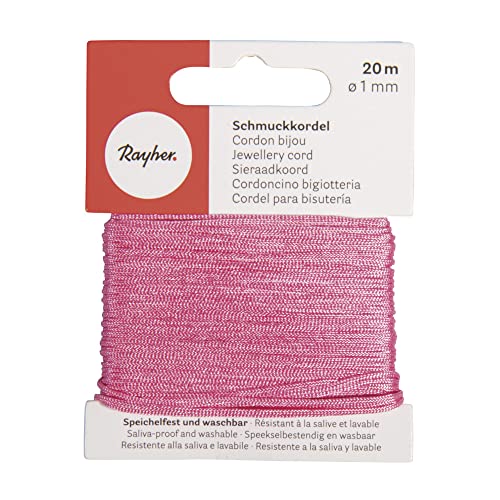 Rayher 8947316 Schmuckkordel, ø 1 mm, SB-Karte 20 m, rosé von Rayher