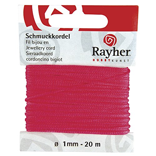 Rayher 8947333 Schmuckkordel, ø 1 mm, SB-Karte 20 m, pink von Rayher