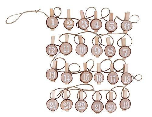 Rayher Adventskalenderzahlen Holz, 2,4 x 4,8 cm, mit Holzscheibe rund, Zahlen für Adventskalender 1-24, mit Jutekordel verbunden, 46718000 Rayher Adventskalenderzahlen Holz, 2,4 x 4,8 cm, mit Holzscheibe rund, Zahlen für Adventskalender 1-24, mit Jutekordel verbunden, 46718000 von Rayher
