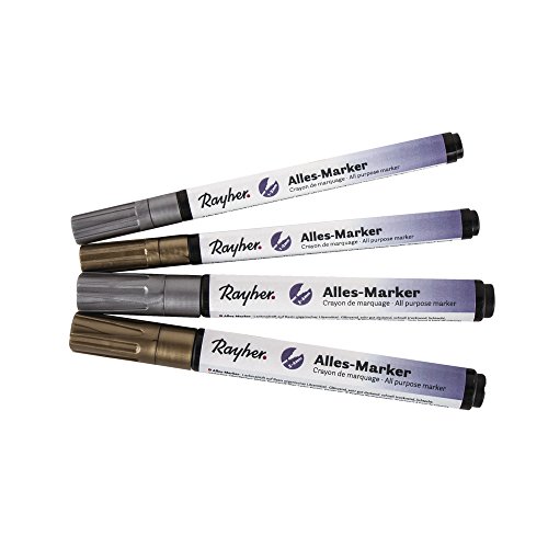 Rayher Alles-Marker mit Ventil-/Pumpsystem, Set 4 Stück, je 1x gold und silber dicke Spitze, je 1x gold und silber feine Spitze, 38984000 Rayher Alles-Marker mit Ventil-/Pumpsystem, Set 4 Stück, je 1x gold und silber dicke Spitze, je 1x gold und silber feine Spitze, 38984000 von Rayher