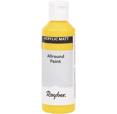 Rayher Allround Paint Acrylfarbe, goldgelb, matt, Flasche 80 ml, hochpigmentierte, cremige Allzweckfarbe, gute Deckkraft, farbintensiv, wasserfest, speichel- und schweißecht, 35077162 Rayher Allround Paint Acrylfarbe, goldgelb, matt, Flasche 80 ml, hochpigmentierte, cremige Allzweckfarbe, gute Deckkraft, farbintensiv, wasserfest, speichel- und schweißecht, 35077162 von Rayher