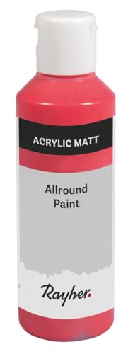 Rayher Allround Paint Acrylfarbe, kirschrot, matt, Flasche 80 ml, hochpigmentierte, cremige Allzweckfarbe, gute Deckkraft, farbintensiv, wasserfest, speichel- und schweißecht, 35077286 Rayher Allround Paint Acrylfarbe, kirschrot, matt, Flasche 80 ml, hochpigmentierte, cremige Allzweckfarbe, gute Deckkraft, farbintensiv, wasserfest, speichel- und schweißecht, 35077286 von Rayher