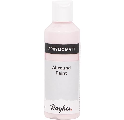 Rayher Allround Paint Acrylfarbe, puderrosa, matt, Flasche 80 ml, hochpigmentierte, cremige Allzweckfarbe, gute Deckkraft, farbintensiv, wasserfest, speichel- und schweißecht, 35077270 von Rayher
