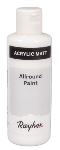Rayher Allround Paint Acrylfarbe, schneeweiß, matt, Flasche 80 ml, hochpigmentierte, cremige Allzweckfarbe, gute Deckkraft, farbintensiv, wasserfest, speichel- und schweißecht, 35077100 Rayher Allround Paint Acrylfarbe, schneeweiß, matt, Flasche 80 ml, hochpigmentierte, cremige Allzweckfarbe, gute Deckkraft, farbintensiv, wasserfest, speichel- und schweißecht, 35077100 von Rayher