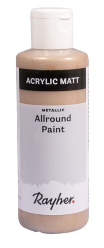 Rayher Allround Paint Acrylfarbe Metallic, mocca, mit Metallschimmer, Flasche 80 ml, hochpigmentierte Allzweckfarbe, gute Deckkraft, farbintensiv, wasserfest, speichel- und schweißecht, 35078665 Rayher Allround Paint Acrylfarbe Metallic, mocca, mit Metallschimmer, Flasche 80 ml, hochpigmentierte Allzweckfarbe, gute Deckkraft, farbintensiv, wasserfest, speichel- und schweißecht, 35078665 von Rayher