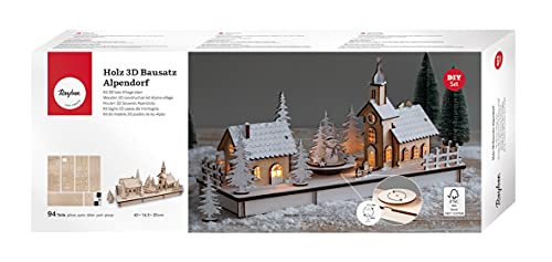 Rayher Alpendorf, Holz, FSC zertifiziert, 3D-Bausatz mit Drehmechanismus, natur, 40 x 14,5 x 20 cm, 94teilig inklusiv Drehteller, Weihnachtsdekoration, 63157505 Rayher Alpendorf, Holz, FSC zertifiziert, 3D-Bausatz mit Drehmechanismus, natur, 40 x 14,5 x 20 cm, 94teilig inklusiv Drehteller, Weihnachtsdekoration, 63157505 von Rayher
